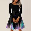 Women's Casual Fashion Round Neck Long Sleeve Christmas Printed Party Vintage Long Dresses
