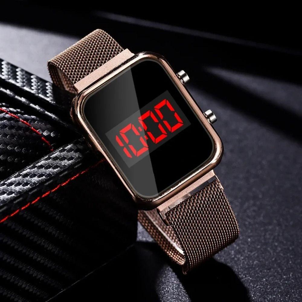 LED Lighting Screen Digital Watch Alloy LED Display Watch Electronic Wristwatch Women Men