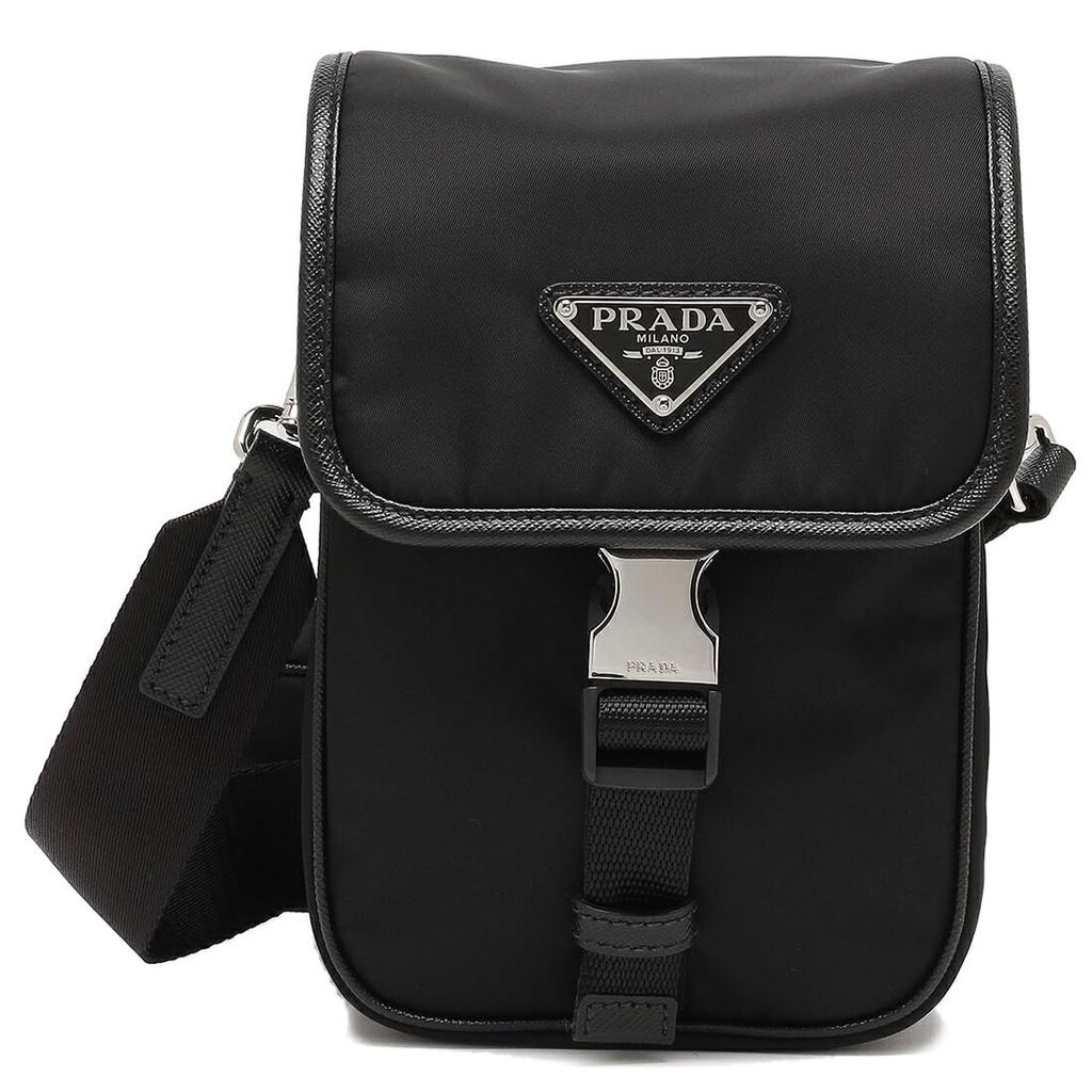 Сумка через плечо Renylon Saffiano Сумка через плечо с треугольным логотипом черная для мужчин и женщин 2VD043 2DMH F0002 XOP [Prada] [Товар]