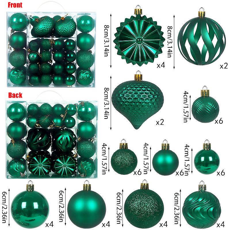 Xiyin 48-Piece Irregular Christmas Balls Set (4, 6, 8 cm) - Boxed Holiday Ornaments