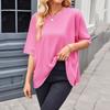 Women's Round Neck Solid Color Casual Loose Short Sleeve T-shirt Top