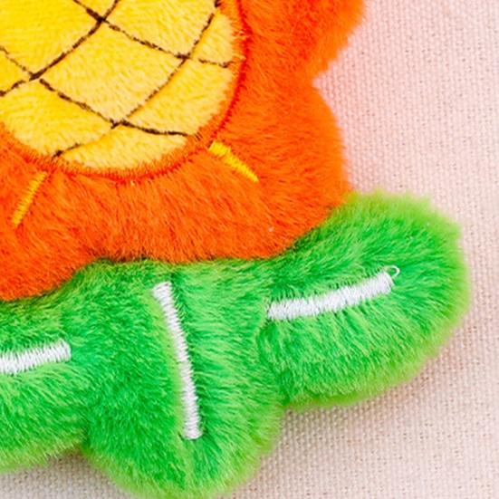 Keychain Soft Plush Sunflower Pendant with Smile Face Text Design Healing Shape Backpack Keys Bags Car