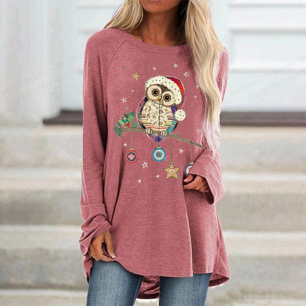 Owl T Shirt Women T-shirt Women Fashion T-shirt Animal Tshirt Long Sleeve Tops Tees Essiential Tops Kawaii Tunic Womens Clothing