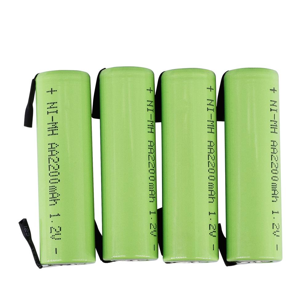 Перезаряжаемая батарея AA 1,2 В, 2200 мАч, Nimh-элемент, зеленый корпус со сварными выступами для электробритвы Philips, бритвы, зубной щетки Braun