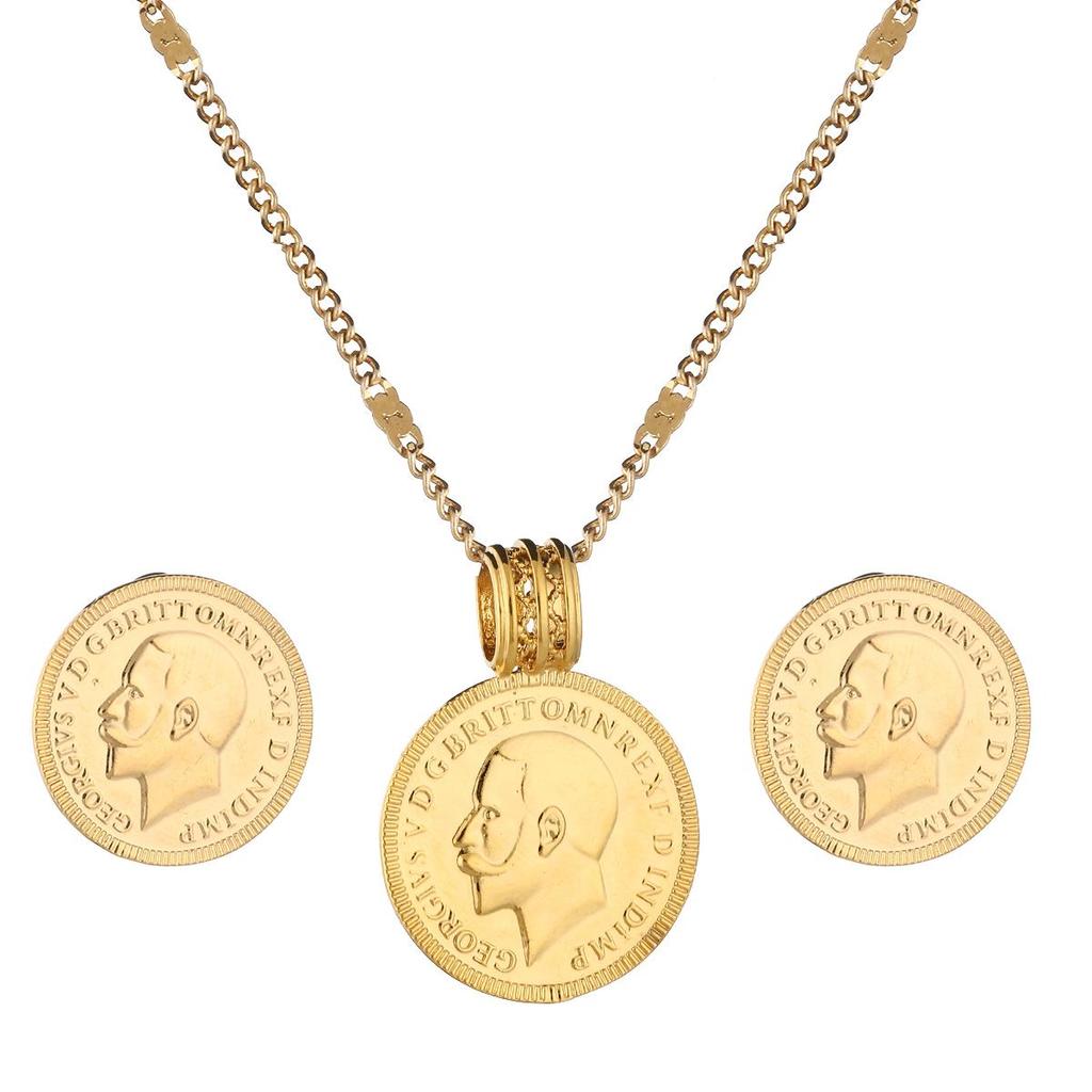 Ожерелья с подвесками в виде монет, серьги, Франция Lecoqgaulois, старые французские модные комплекты ювелирных украшений с подвесками в виде монет