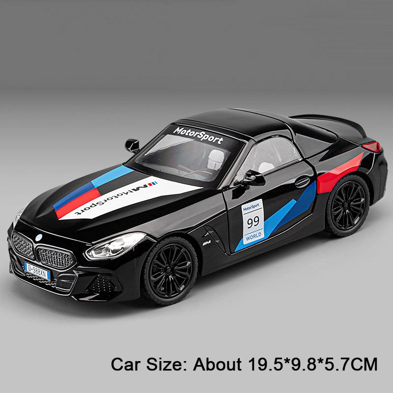 1:22 Scale RWB 993 Z4 Car Model Toy Alloy Diecast Sound Light Doors Opened Foldable Rearview Mirror Models Toys Collectible Item