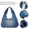 Women Denim Shoulder Bag Trendy Jean Purse With Pocket Underarm Purse Clutch Bag for Work Travel Shopping