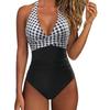 Sexy V-Neck Swimsuit One Piece Swimwear Women Fashion Print Pushup Bathing Suits Plunging Monokini Summer Beachwear