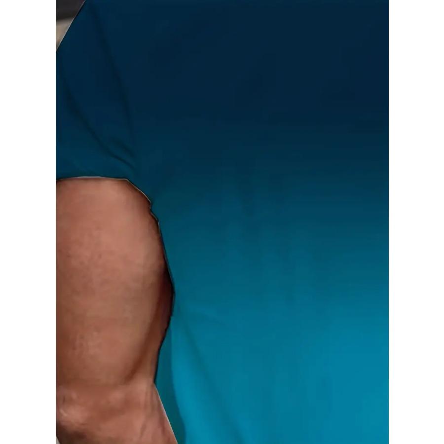 Vibrant Gradient King Graphic Print T-Shirt - Short Sleeve Crew Neck Casual Breathable Moisture-Wicking Summer Outdoor Essential for Men