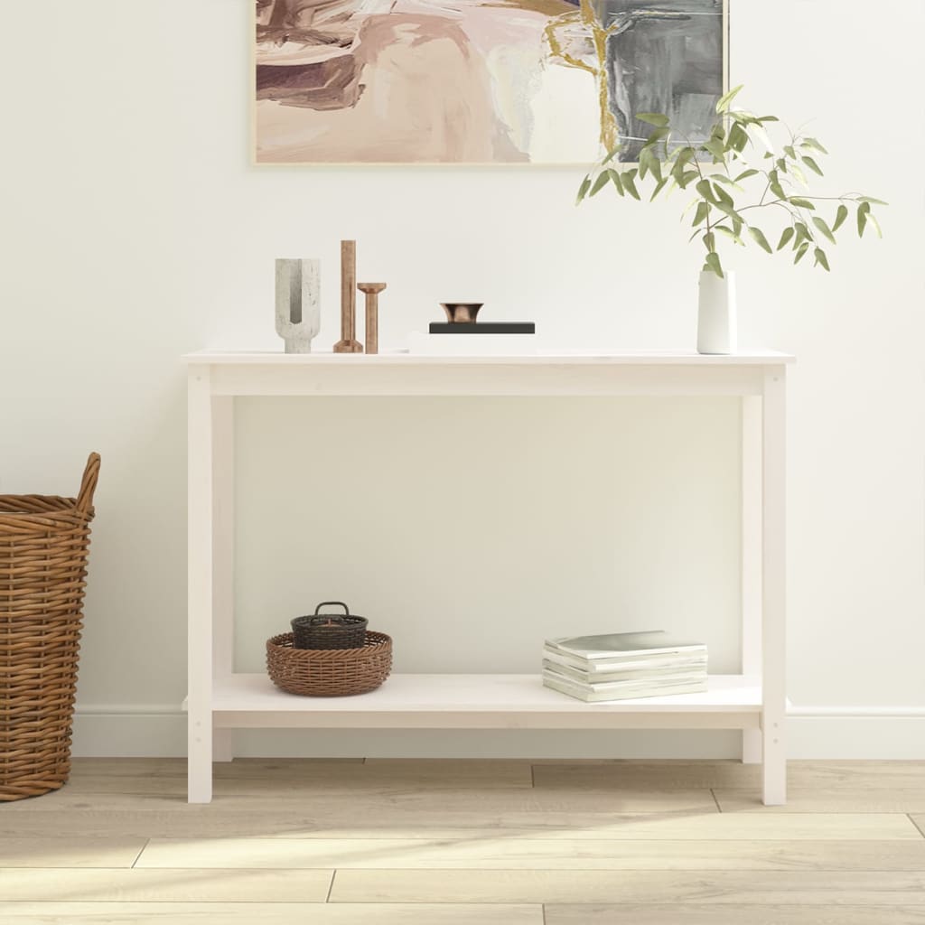 Console Table White 110x40x80 cm Solid Pine Wood