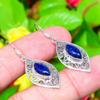 Lapis Lazuli Gemstone Handmade 925 Sterling Silver Jewelry Earring 1.73" w7S83