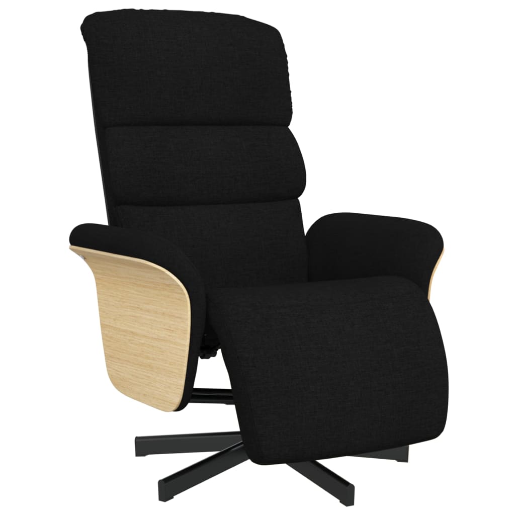 Reclining Armchair with Footrest Black Fabric