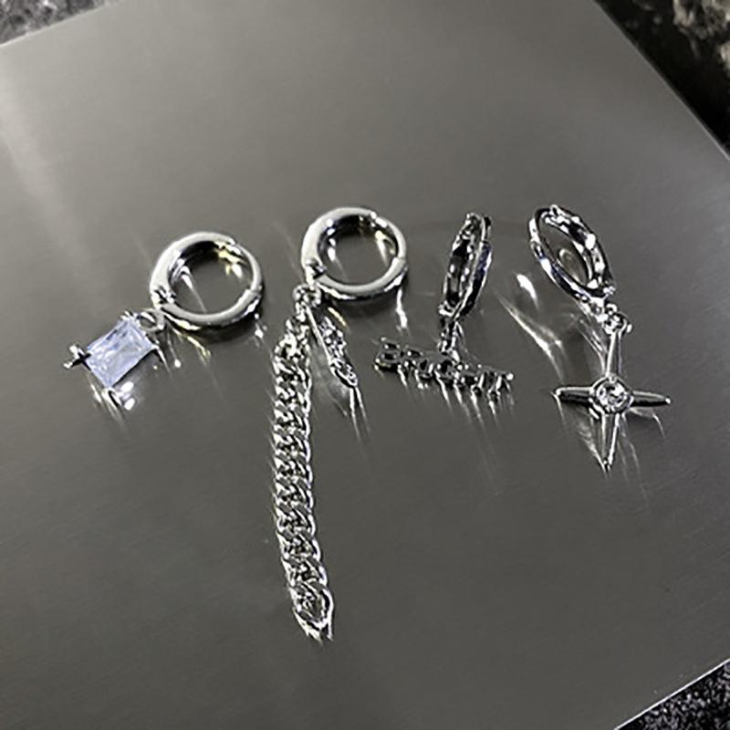 Y2K 6Pcs/set Silver Color Rhinestone Butterfly Stud Earrings for Women Fashion Punk Heart Earring Sets 2026 Trendy Jewelry Gifts