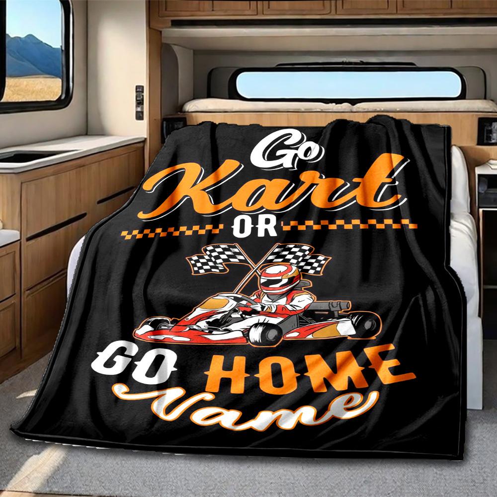 Go Kart Customize Your Name Rv Blanket Comfortable Soft Lightweight All Season Multi Purpose Blanket For Travel Camping Picnics Sofas Rvs Bedding