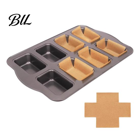 Precut Unbleached Parchment Paper for Baking 8-Cavity Mini Loaf Pan Set with 200Pcs Liners, Sturdy Carbon Steel Mold Daily Cooking Nonstick