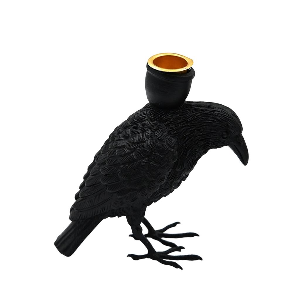 Halloween Black Crow Candlestick Ornaments Specter Festival Layout Decoration Props Resin Crafts Candlestick Ornaments