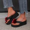 Fashion 2024 High Quality Shoes for Women Flip Flops Women's Slippers Fashion Floral Beach Slippers Women New Round Toe Wedge Slippers