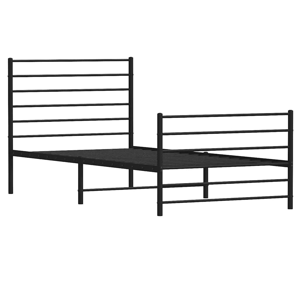 Vidaxl Металлическая Рама Кровати С Изголовьем И Изножьем, Черная, 100X190См