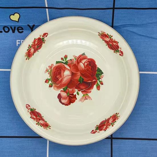 Обеденная тарелка, фарфоровая тарелка большой емкости с цветочным узором, изящная закуска, сервировка еды, эмалированное блюдо