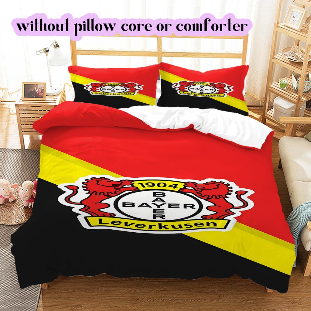 football Logo Pattern Bedding Quilt Set Quilt Cover Pillowcase Home Decoration Birthday Gift (1*duvet cover+ 2*pillowcase, without core)