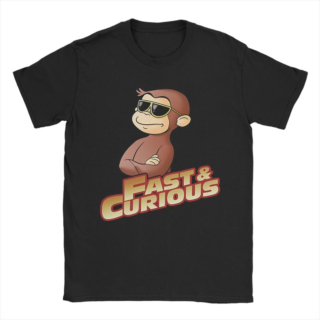 Vintage T Shirt Summer Curious George Novelty TShirts Pure Cotton Tshirt for Unisex Awesome Wholesale Short Sleeve Tees