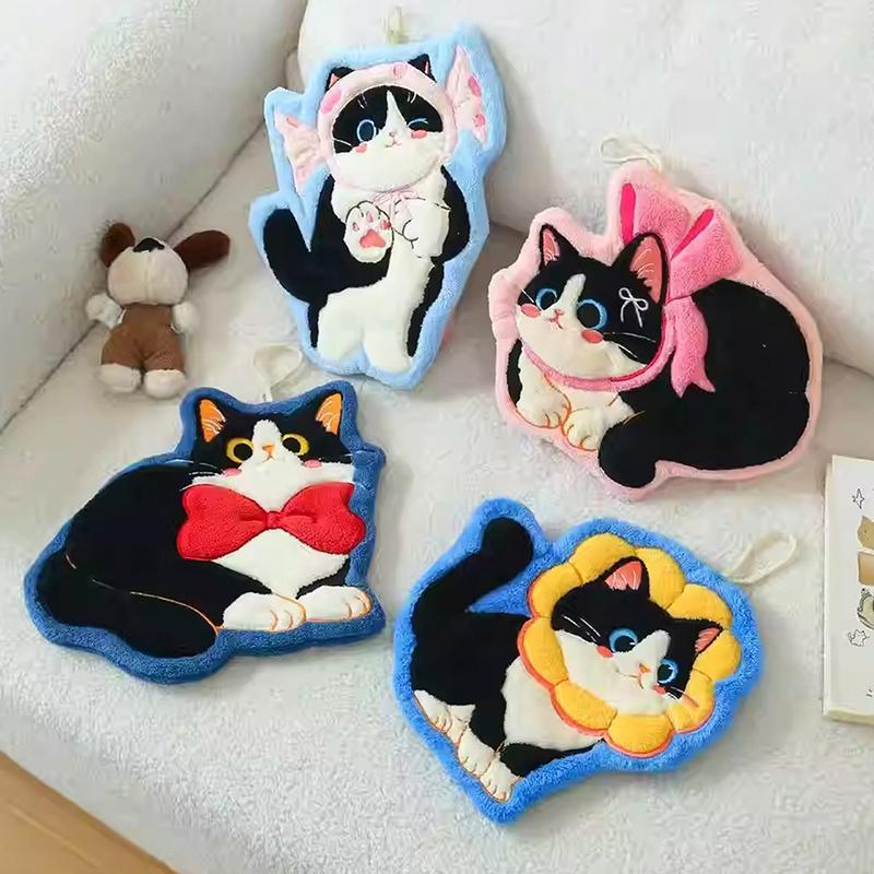 Cartoon Hand Towel Wall Hanging Towel Thickened Soft Handkerchief Rag For Kitchen Bathroom Washing Hands Cloth Water-Absorbing