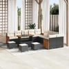 vidaXL 14-Piece Garden Sofa Set with Cushions Black Poly Rattan Acacia 3365320