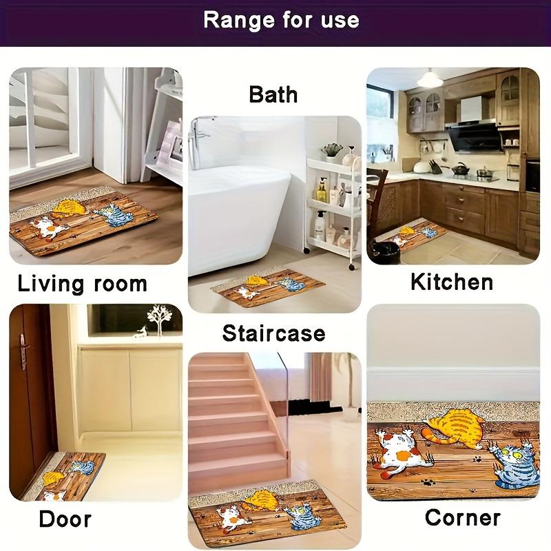 Милый мультяшный кот приветственный коврик для двери. Нескользящий, влаговпитывающий, прочный и долговечный