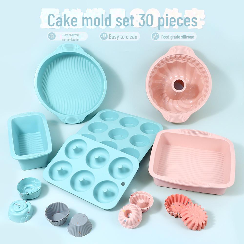 High-Temperature Silicone Baking Set: Square Cake Mold, Toast Tray, Muffin Cup