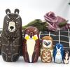 5Pcs/Set Animal Russian Nesting Doll 5 Layers Handmade Wooden Matryoshka Forest Animal Stacking Toy Home Office Desktop Decoration Ornament