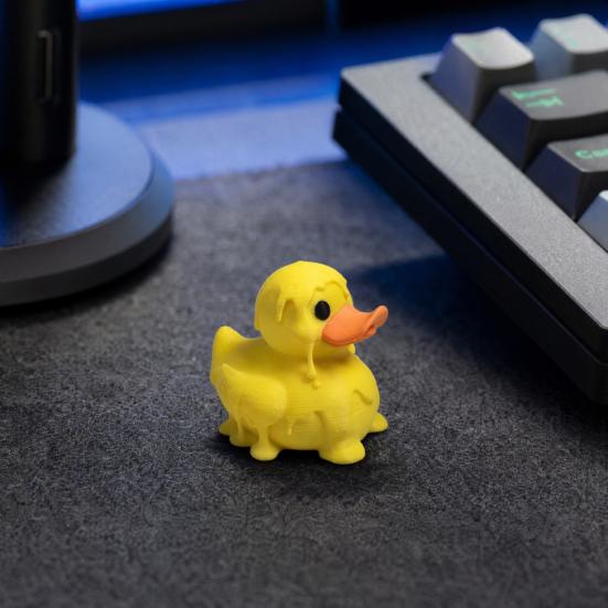 3D-печатная фигурка тающего желтого утенка Милый забавный настольный декор Ярко-желтый Мини