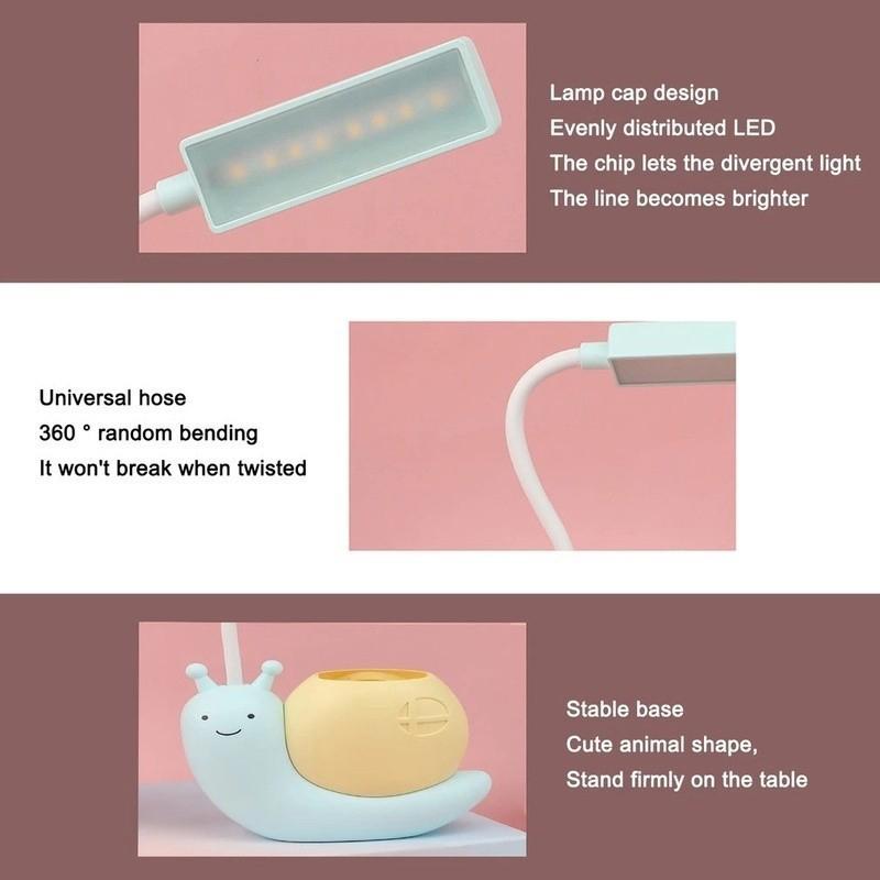 2-в-1 держатель для ручек с зарядкой в виде улитки, настольная лампа, складная защита для глаз от USB, ночник для спальни, ночник для чтения
