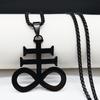 Satan Cross Necklaces Men Women Black Stainless Steel Church of Satan Symbol Pendant Kolye Necklace Jewelry gargantilla N645S03