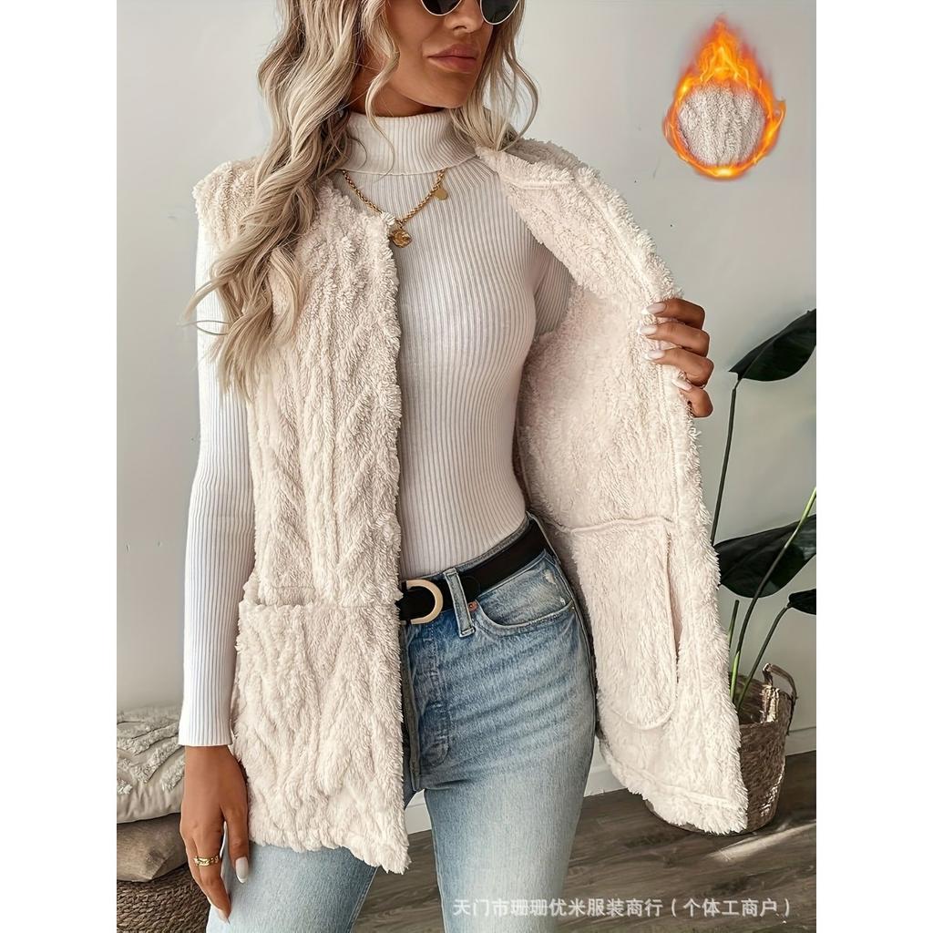 New Autumn and Winter Vest with Fur Coat and Versatile Jacket, Featuring A Camisole Shoulder and Imitation Lamb Wool Vest