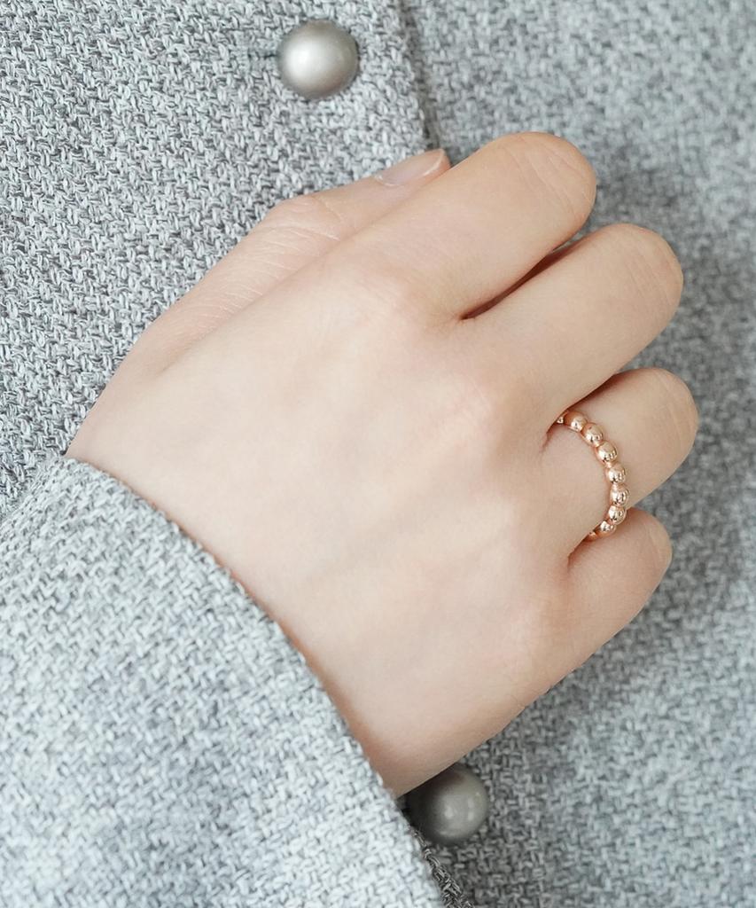 Alleun 14K 18K Ball Gold Ring Jewelry Layering