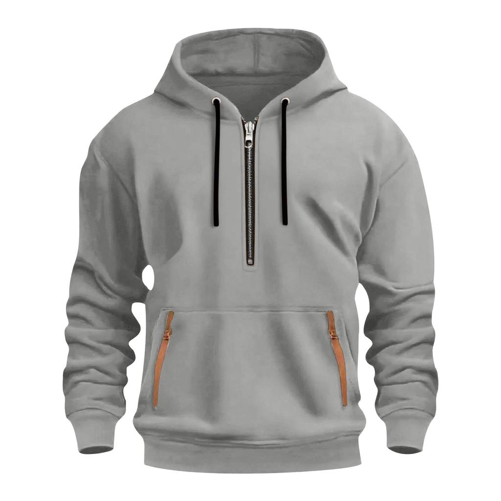 Men's fleece hooded casual long sleeved sweatshirt