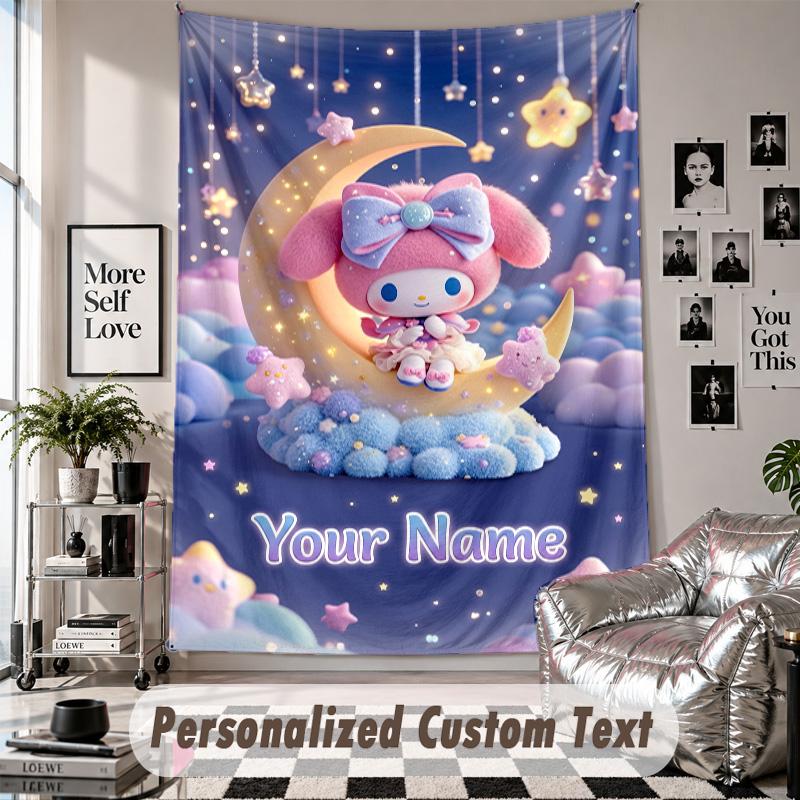 Custom Tapestry Wall Hanging, My Melody Personalized Name Text Home Wall Decor
