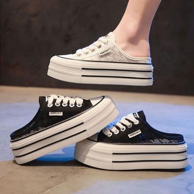 Мода 2025 Лето Новые Женские Туфли Модные Кроссовки на Толстой Подошве Повседневные Кроссовки для Женщин Дышащая Сетка Прохладные Шлепанцы Баотоу Полушлепанцы