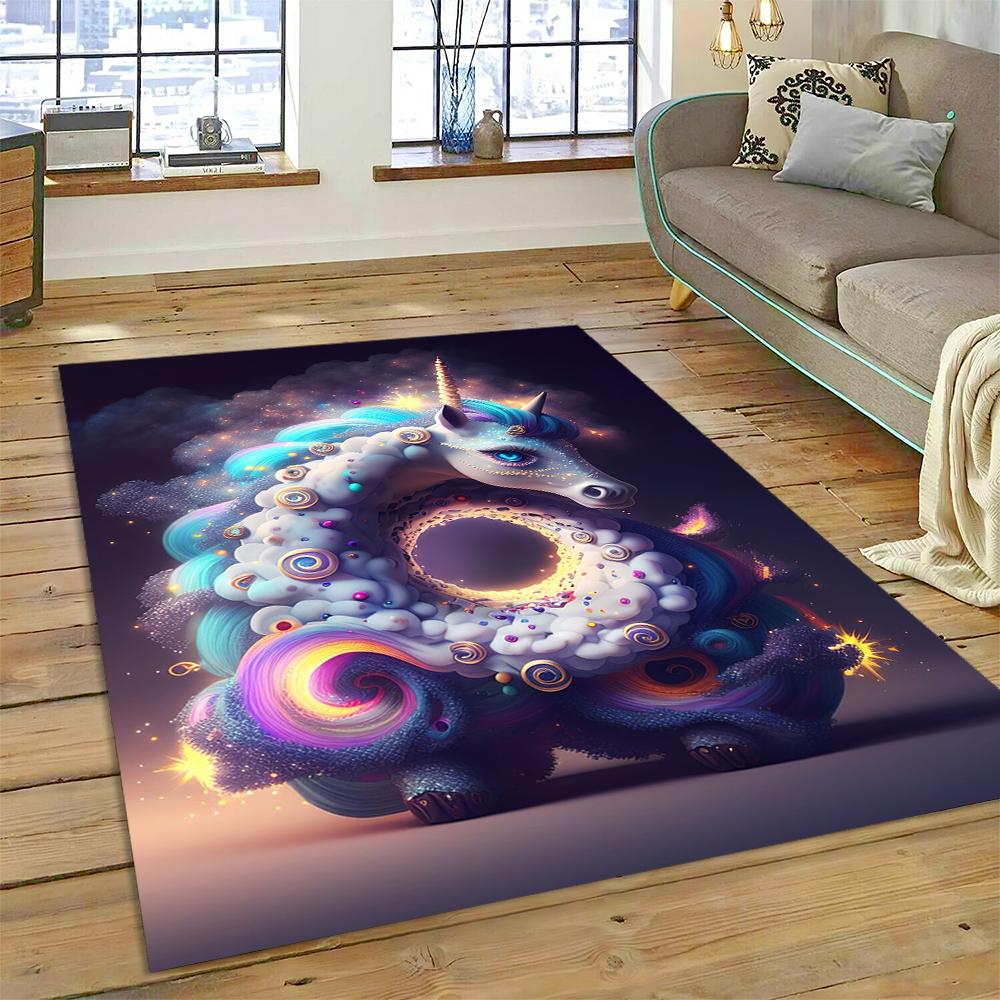 Милый ковер с единорогом для девочек, подарок, ковер с рисунком для дома, гостиной, спальни, дивана, коврик для двери, декор, детский игровой коврик, нескользящий напольный коврик