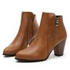 Autumn Ladies Boot Heeled Outdoor Nonslip Shoe Retro Zipper Fashion Boots Comfort Casual Women's Shoes Botas