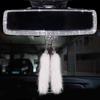 Rhinestone Car Interior Rearview Mirror Decor Charm Crystal Bling Diamond Ornament Rear View Mirror Cover Women Auto