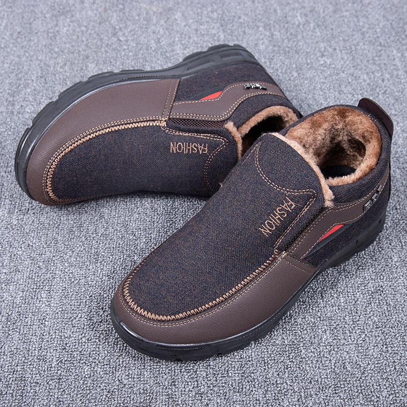 2024 Men's Boots Plush Cotton Shoes Comfortable Male Ankle Boots Slip On Wear-resistant Platform Shoes New Zapatillas De Hombre