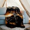 Motorcycle Theme Printed Blanket - Perfect for Couch, Bed, Travel & Outdoor Use | Machine Washable, Cozy & Durable.