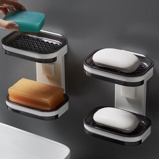 Мыльница Двухслойная Мыльница для душа с Сильной Присоской Легко Устанавливается Без Сверления Настенная Мыльница