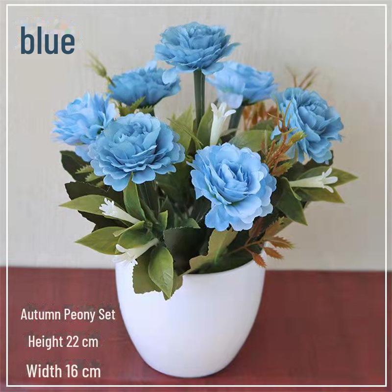 Декоративный набор небольших искусственных цветов в горшках для декора дома и гостиной