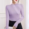 Women's Korean-Style Ribbed Small Stand-Up Collar Base Layer Top Long-Sleeved T-Shirt for Spring and Autumn Half-High Neck Slim Fit Inner Wear