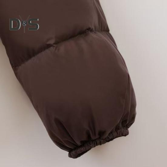 Winter Women Coat Stand Collar Neck Protection Zipper Closure Long Sleeves Windproof Heat Retention Padded Down Coat Men Slim Fit Outdoor Jacket