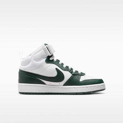 Детские кроссовки Nike Court Borough Mid 2 Белые с Винтажным Зеленым (GS) Белый/Винтажный зеленый