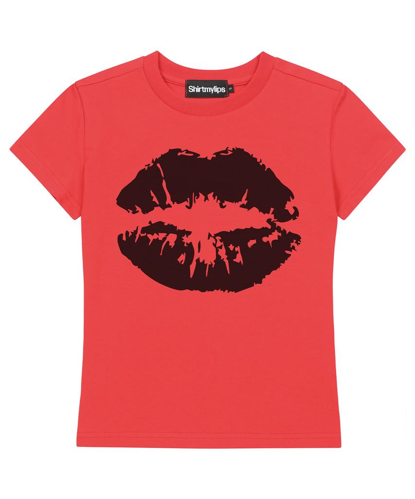 SHIRTMYLIPS (W) Укороченная футболка с отпечатком губ Красная
