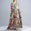 Early Autumn Bohemian Retro Cotton and Linen Print Loose Casual Long Sleeved Big Swing Long Dress for Women Dresses